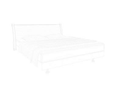 Beyaz bir arka plan üzerinde çizgili bir yatak 3D render