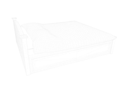Beyaz bir arka plan üzerinde çizgili bir yatak 3D render