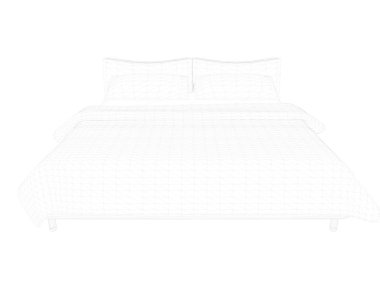 Beyaz bir arka plan üzerinde çizgili bir yatak 3D render