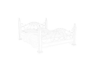 Beyaz bir arka plan üzerinde çizgili bir yatak 3D render