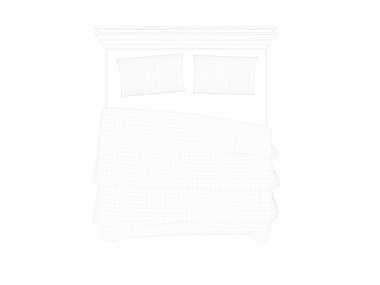 Beyaz bir arka plan üzerinde çizgili bir yatak 3D render