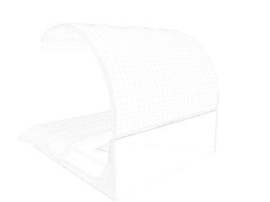 Beyaz bir arka plan üzerinde çizgili bir yatak 3D render