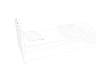 Beyaz bir arka plan üzerinde çizgili bir yatak 3D render