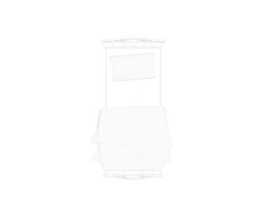 Beyaz bir arka plan üzerinde çizgili bir yatak 3D render