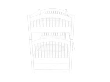 Beyaz bir arka plan üzerinde çizgili bir yatak 3D render