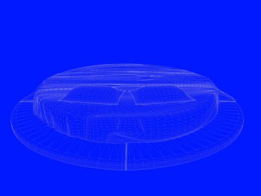 bir yatak planı satırları üzerinde mavi bir arka plan olarak 3D render