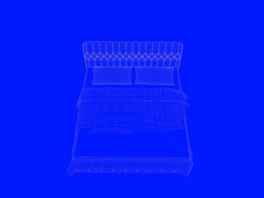 bir yatak planı satırları üzerinde mavi bir arka plan olarak 3D render