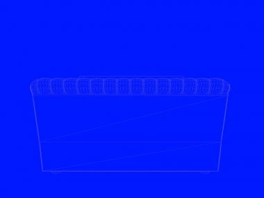 bir yatak planı satırları üzerinde mavi bir arka plan olarak 3D render