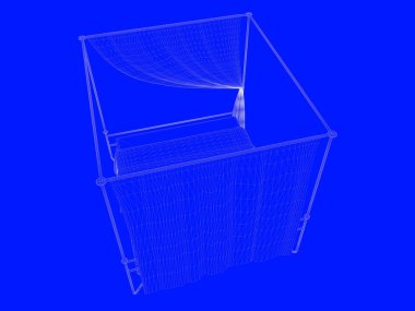 bir yatak planı satırları üzerinde mavi bir arka plan olarak 3D render