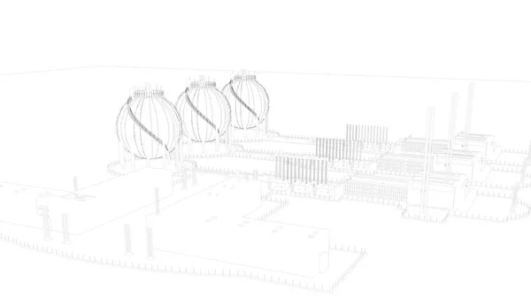 Representación 3d de una ciudad industrial de anteproyecto con objeto detallado —  Fotos de Stock