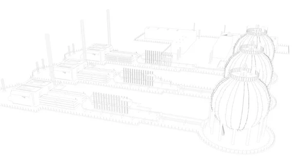 3d rendu d'une ville industrielle de plan avec objet détaillé — Photo