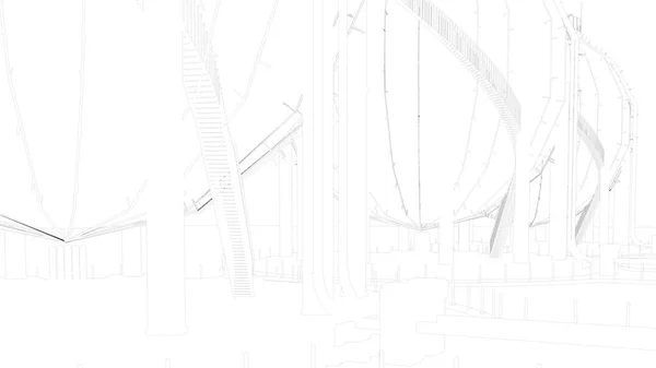 Renderowania 3D, plan miasta przemysłowe z obiektu szczegółowe — Zdjęcie stockowe