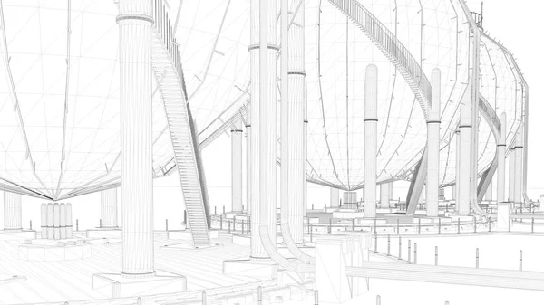 3D vykreslování plán průmyslové město s detailní objekt — Stock fotografie