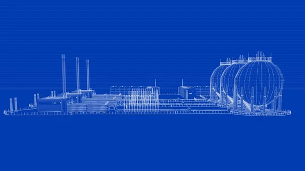 Representación 3d de una ciudad industrial de anteproyecto con objeto detallado —  Fotos de Stock