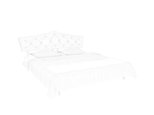 3d rendering of a lined bed on a white background