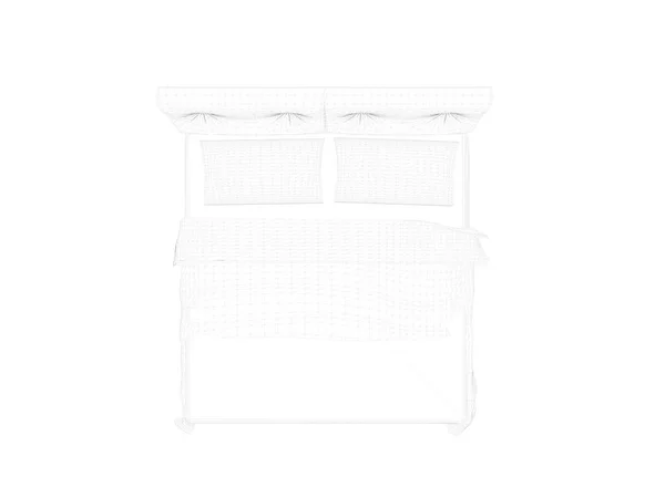 Representación 3d de una cama forrada sobre un fondo blanco — Foto de Stock