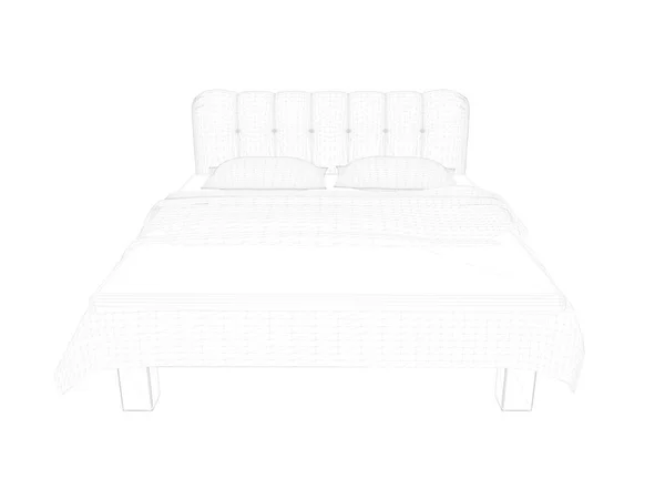 3d rendering of a lined bed on a white background — Stock Photo, Image