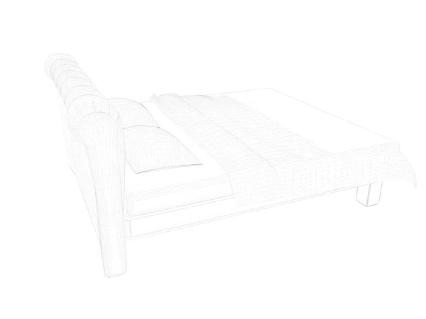 3d rendering of a lined bed on a white background — Stock Photo, Image