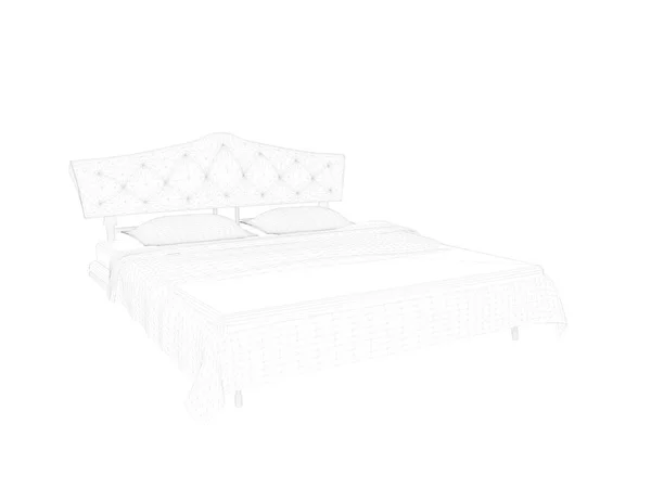 3d rendering of a lined bed on a white background