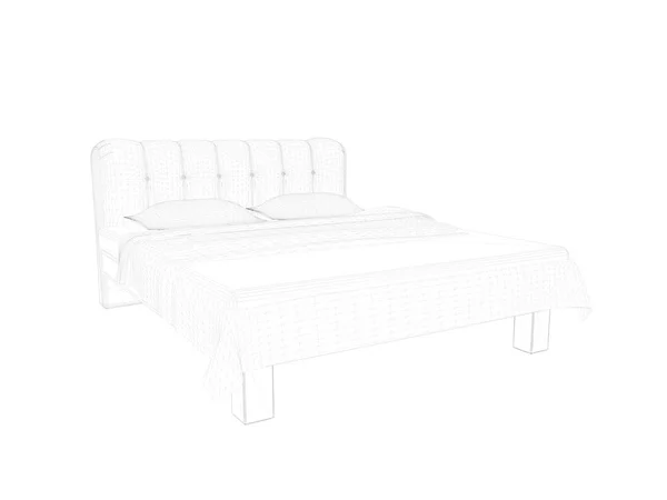 3d rendering of a lined bed on a white background — Stock Photo, Image