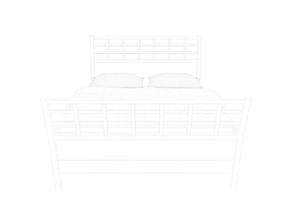 3d renderização de uma cama forrada sobre um fundo branco — Fotografia de Stock