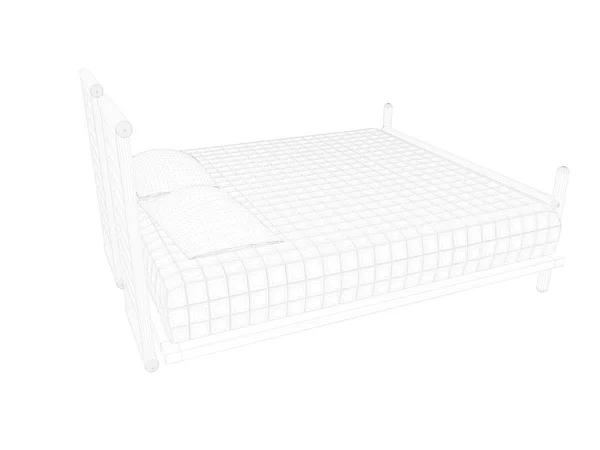 Representación 3d de una cama forrada sobre un fondo blanco —  Fotos de Stock
