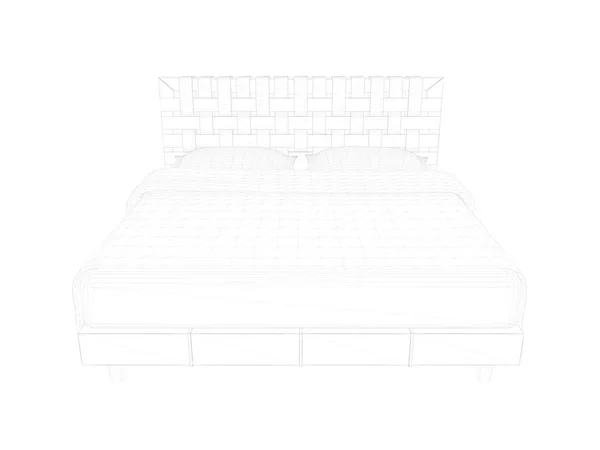 3d rendering of a lined bed on a white background — Stock Photo, Image