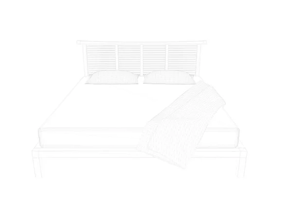 3d rendering of a lined bed on a white background — Stock Photo, Image