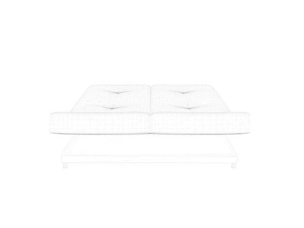 Beyaz bir arka plan üzerinde çizgili bir yatak 3D render — Stok fotoğraf