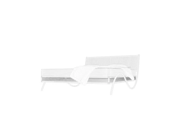 3D-Darstellung eines ausgekleideten Bettes auf weißem Hintergrund — Stockfoto