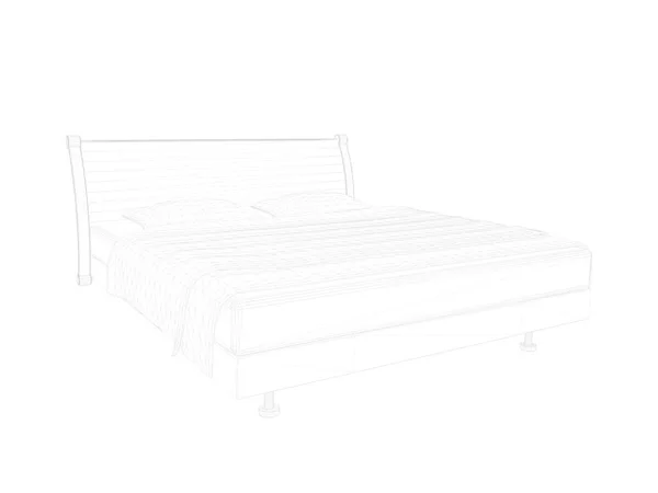 3d rendering of a lined bed on a white background