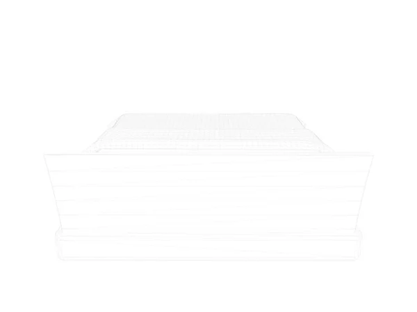 Rendu 3d d'un lit doublé sur fond blanc — Photo