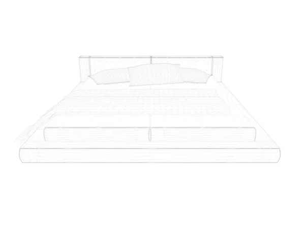 Representación 3d de una cama forrada sobre un fondo blanco — Foto de Stock