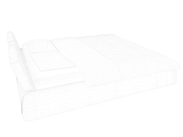 3d rendering of a lined bed on a white background — Stock Photo, Image