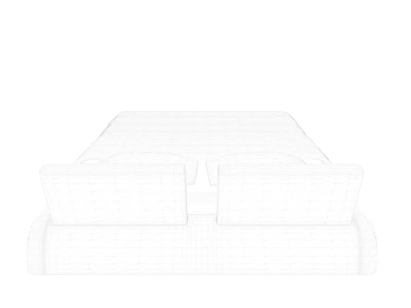 흰색 배경에 늘어선된 침대의 3d 렌더링 — 스톡 사진