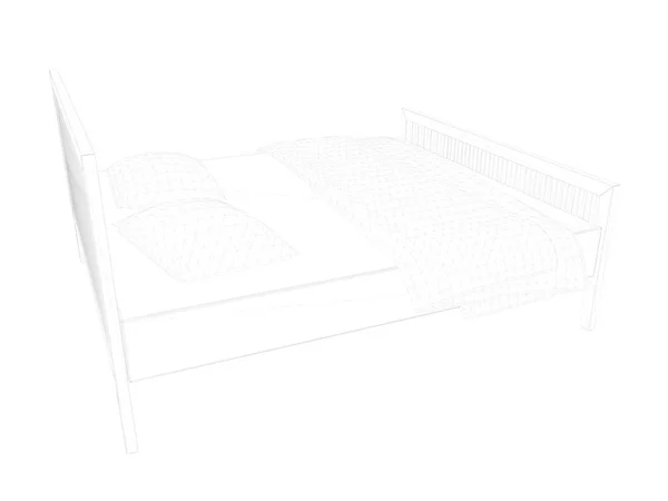 Rendering 3d dari tempat tidur berjajar pada latar belakang putih — Stok Foto