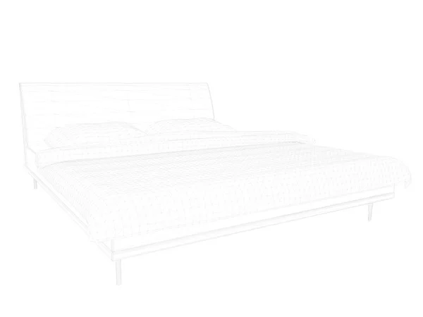 3d rendering of a lined bed on a white background — Stock Photo, Image