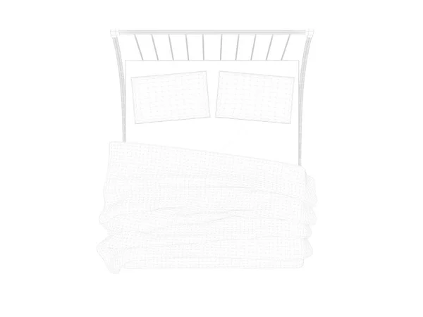 Rendering 3d di un letto foderato su sfondo bianco — Foto Stock