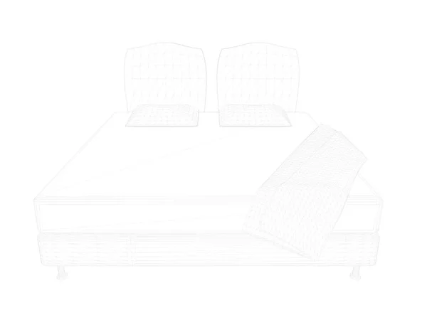 3D vykreslování podšívkou postele na bílém pozadí — Stock fotografie
