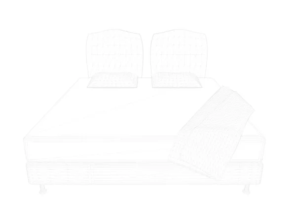 3d rendering of a lined bed on a white background — Stock Photo, Image