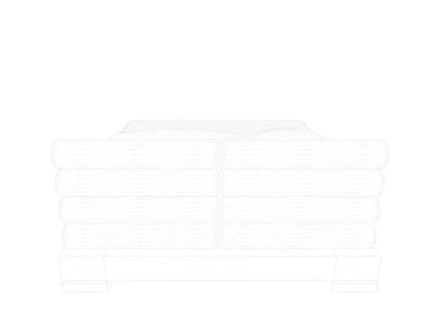 3d rendering of a lined bed on a white background — Stock Photo, Image