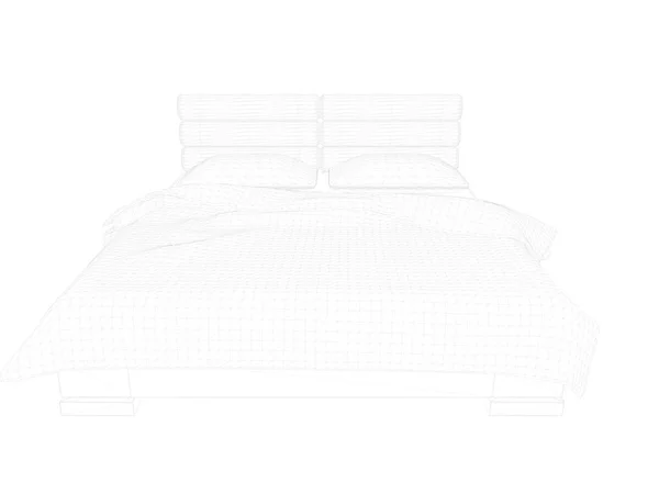 3d rendering of a lined bed on a white background — Stock Photo, Image