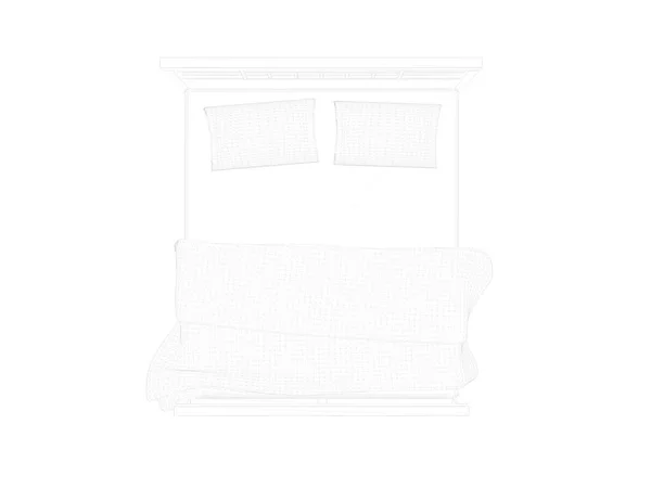 Rendering 3d di un letto foderato su sfondo bianco — Foto Stock