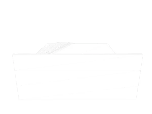 白い背景に並んでベッドの 3 d レンダリング — ストック写真