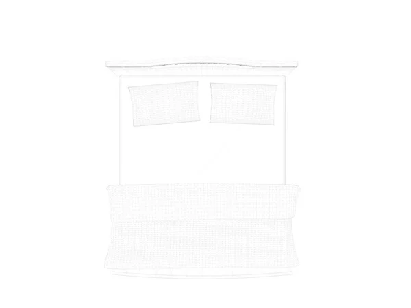 3d rendering of a lined bed on a white background — Stock Photo, Image