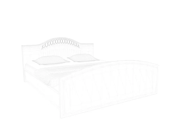 3d renderização de uma cama forrada sobre um fundo branco — Fotografia de Stock