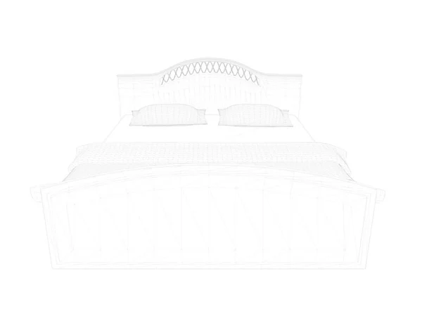 3d rendering of a lined bed on a white background — Stock Photo, Image