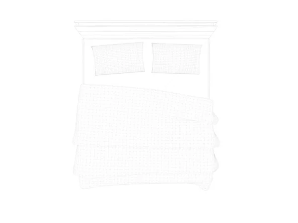 3D visszaadás-ból egy bélelt ágyat, egy fehér háttér — Stock Fotó