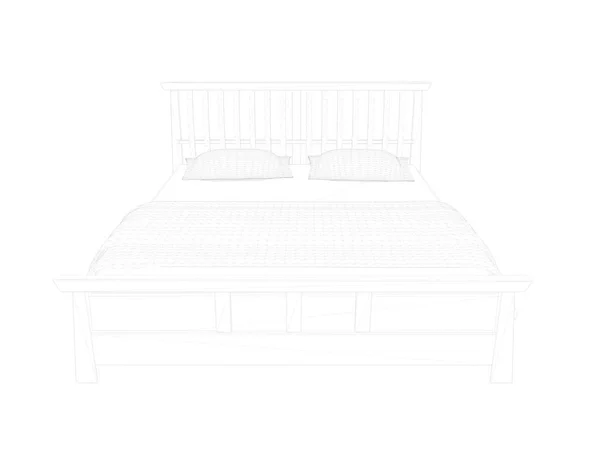 Τρισδιάστατη απεικόνιση του μια φόδρα κρεβάτι σε λευκό φόντο — Φωτογραφία Αρχείου
