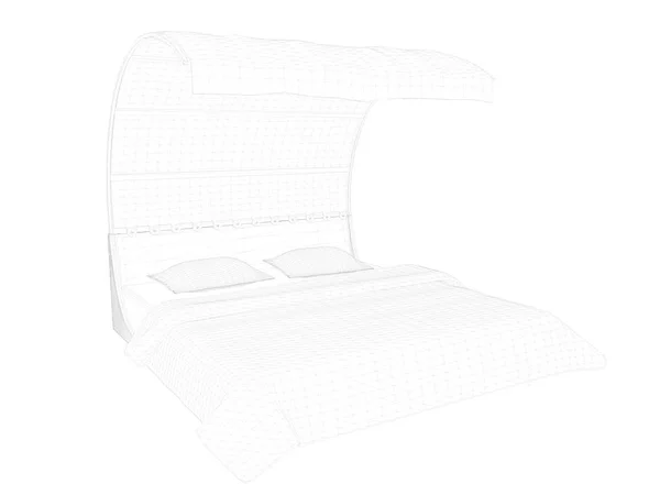 3D visszaadás-ból egy bélelt ágyat, egy fehér háttér — Stock Fotó